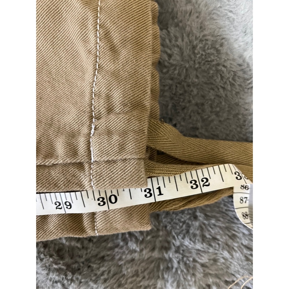 Zara Man Khaki Cargo Pants Tan Contrast Stitch Straight Leg Utility Size 31 - Picture 5 of 7